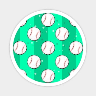 Baseball Balls - Seamless Pattern on Aqua Green Field Background Magnet